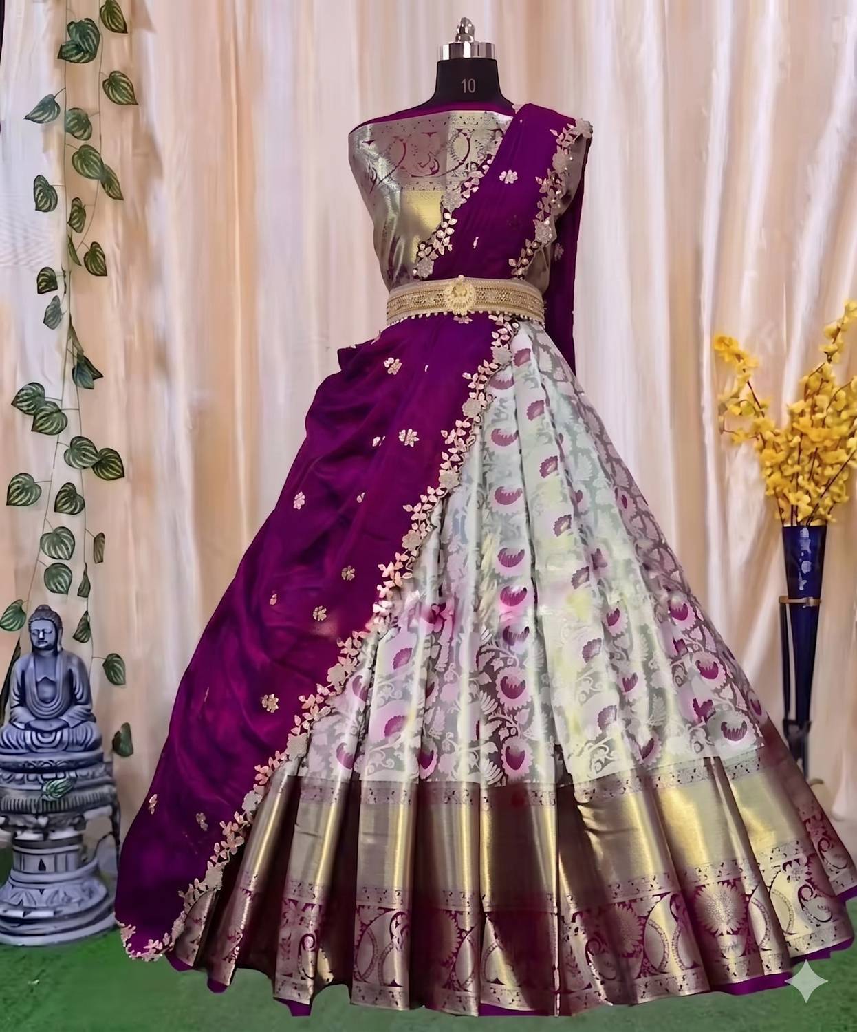 ADESHETHNICWEAR Self Design Semi Stitched Lehenga & Crop Top