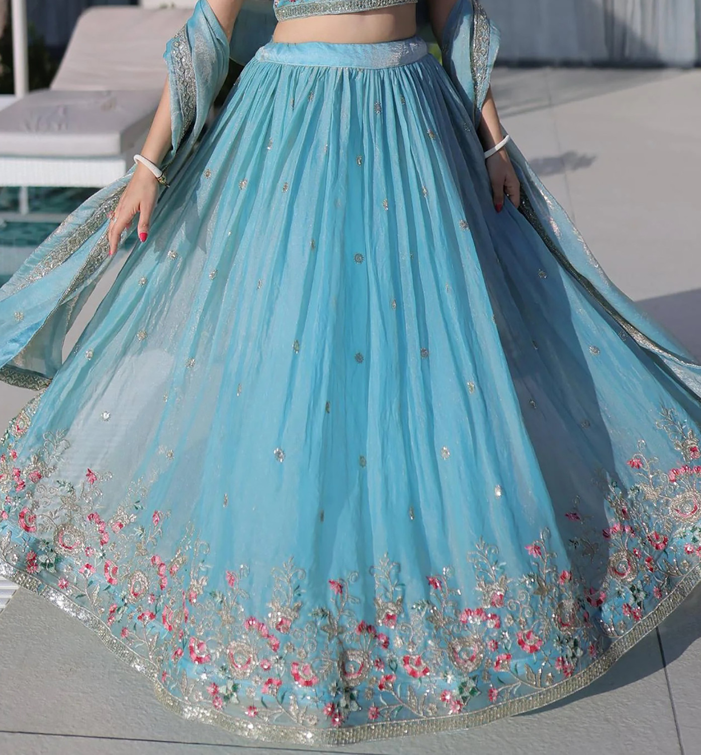 Image of Kedar Fab Embroidered Semi Stitched Lehenga Choli