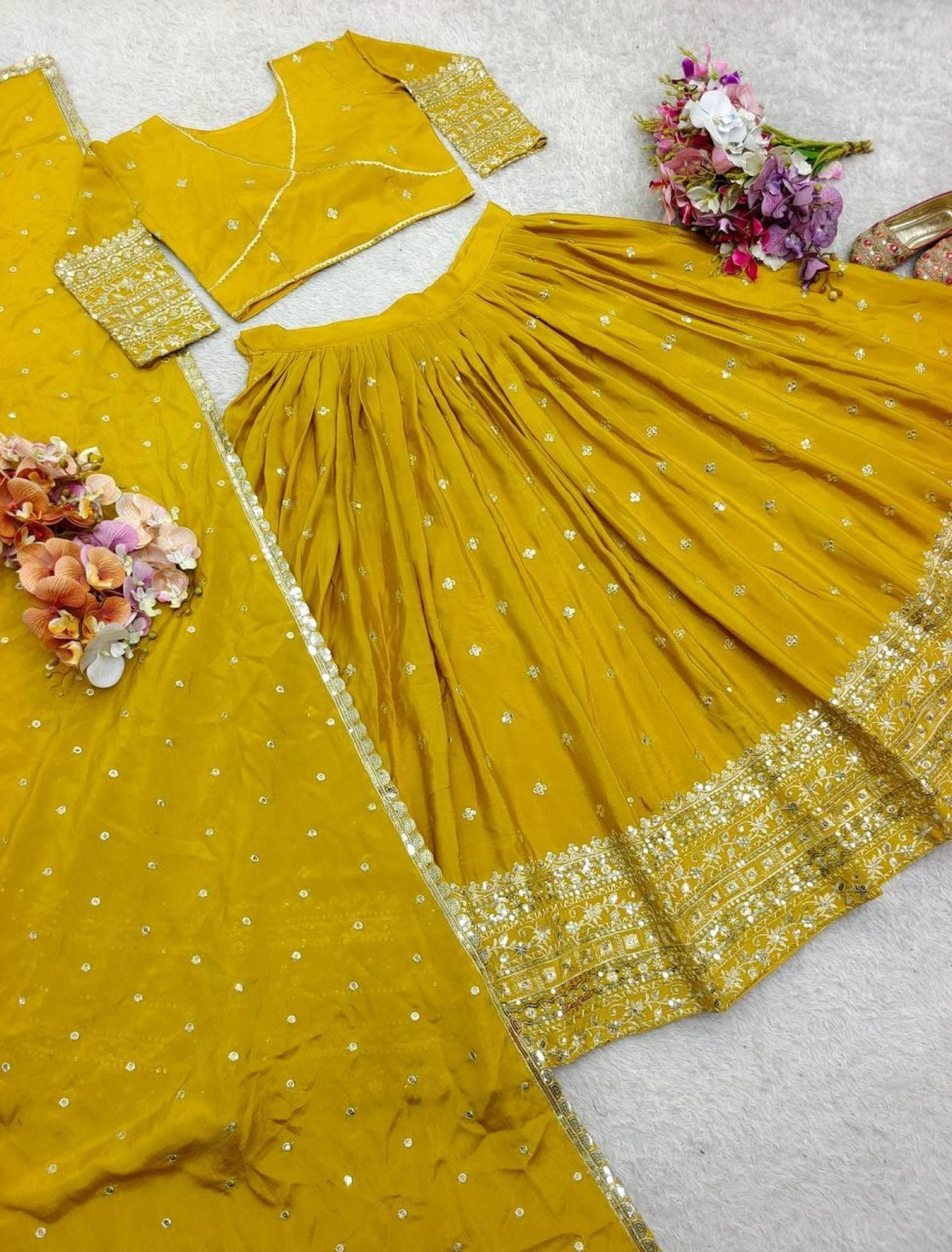 Image of Udbhav Export Embroidered Semi Stitched Lehenga Choli