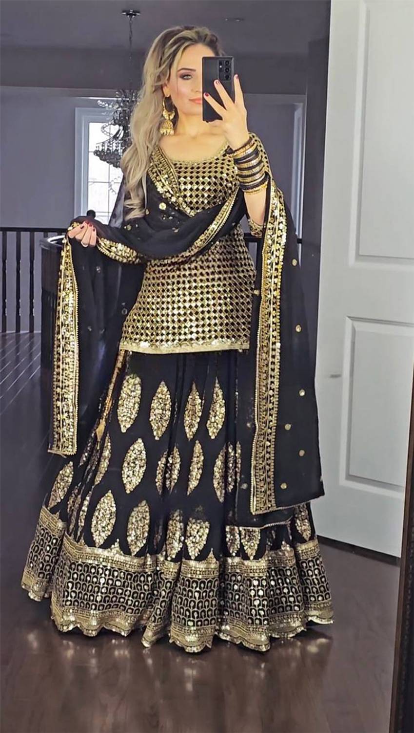 ADOLTEXTILE Embroidered Stitched Lehenga & Crop Top