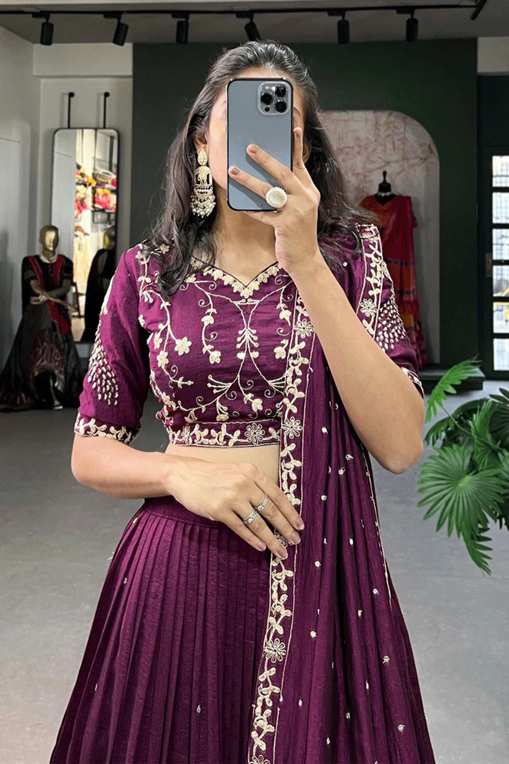 Image of Trivety Embroidered Semi Stitched Lehenga Choli