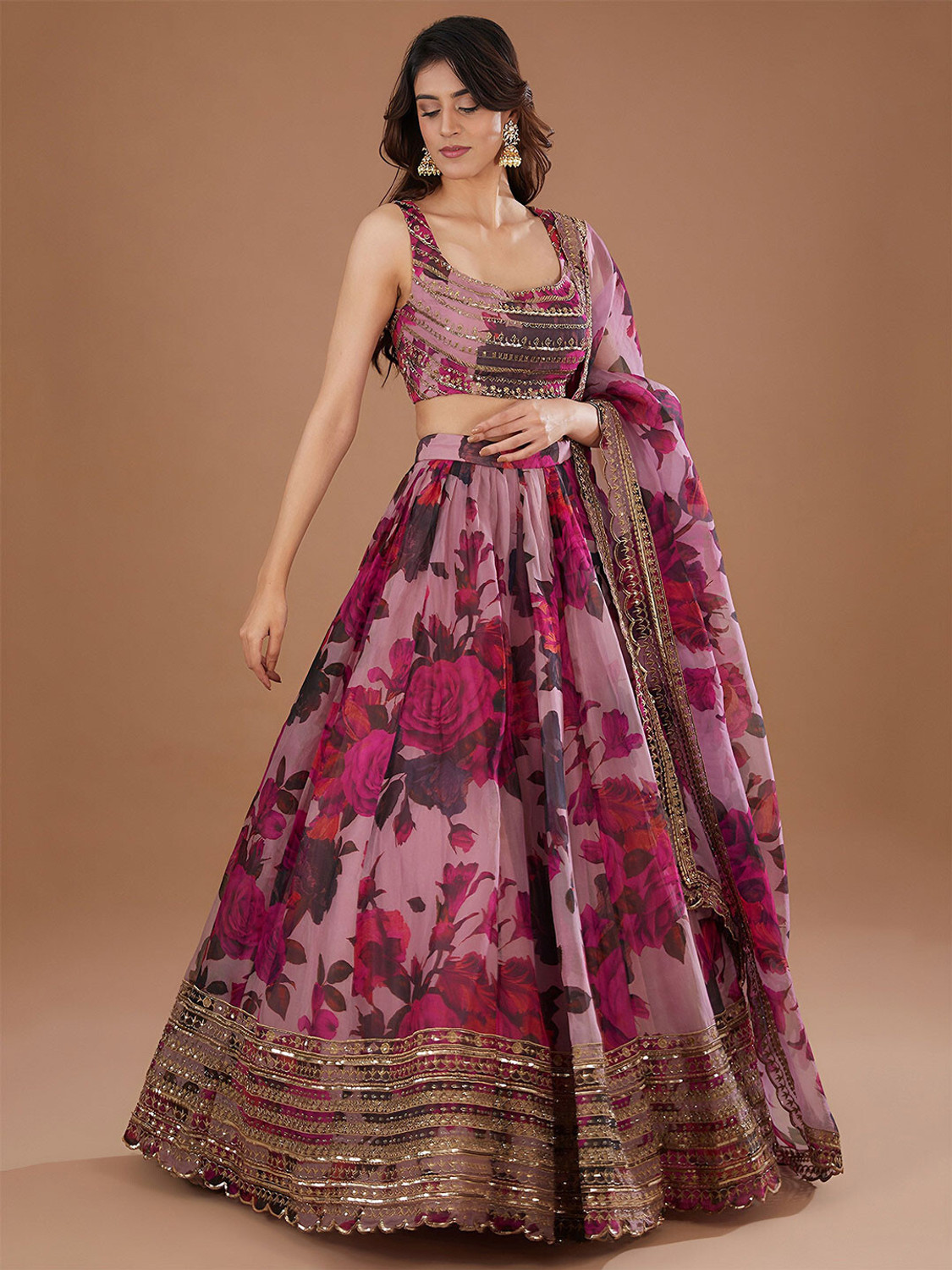 Image of Trivety Embroidered, Printed Semi Stitched Lehenga Choli