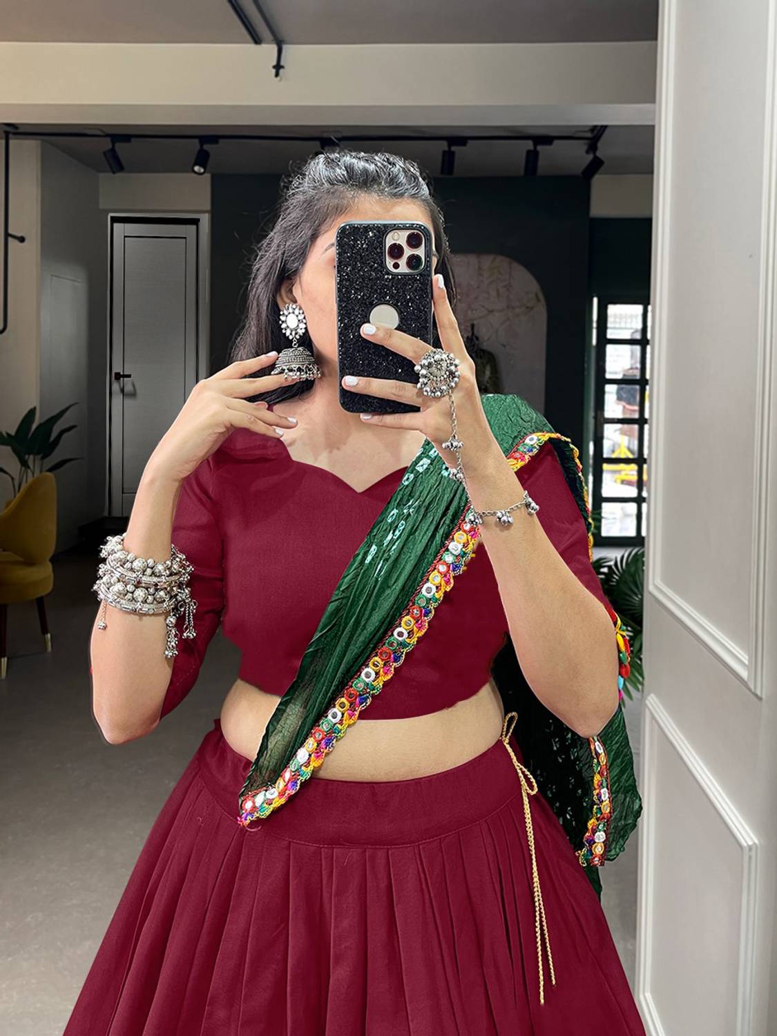 sarathybiz Semi Stitched Lehenga Choli Red - Image 2