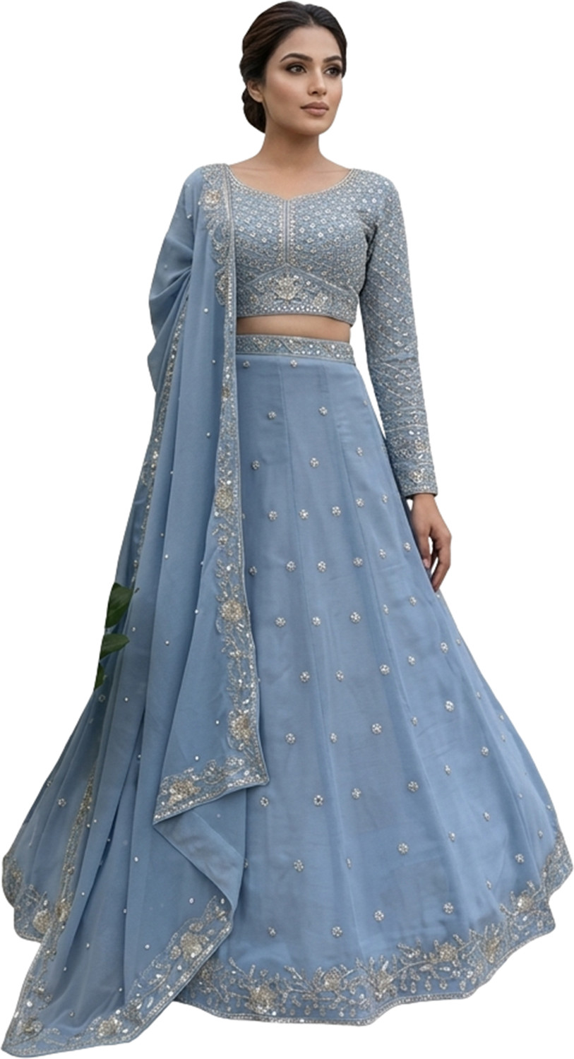 Image of IYALAFAB Embroidered Semi Stitched Lehenga with Jacket