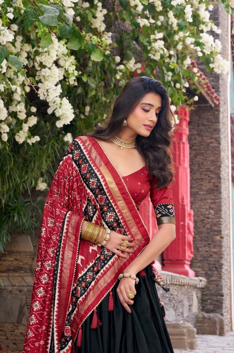 DHARMVIJ Black Semi Stitched Lehenga Choli - Image 3