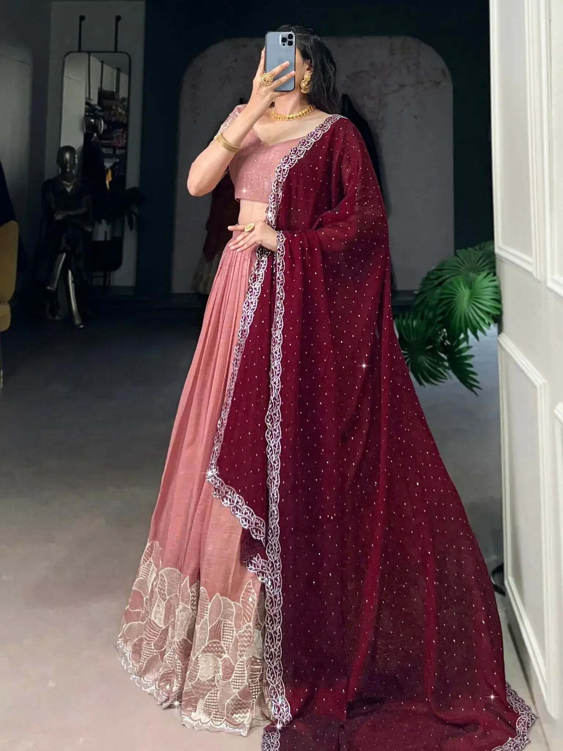 Image of Trivety Embroidered Semi Stitched Lehenga Choli