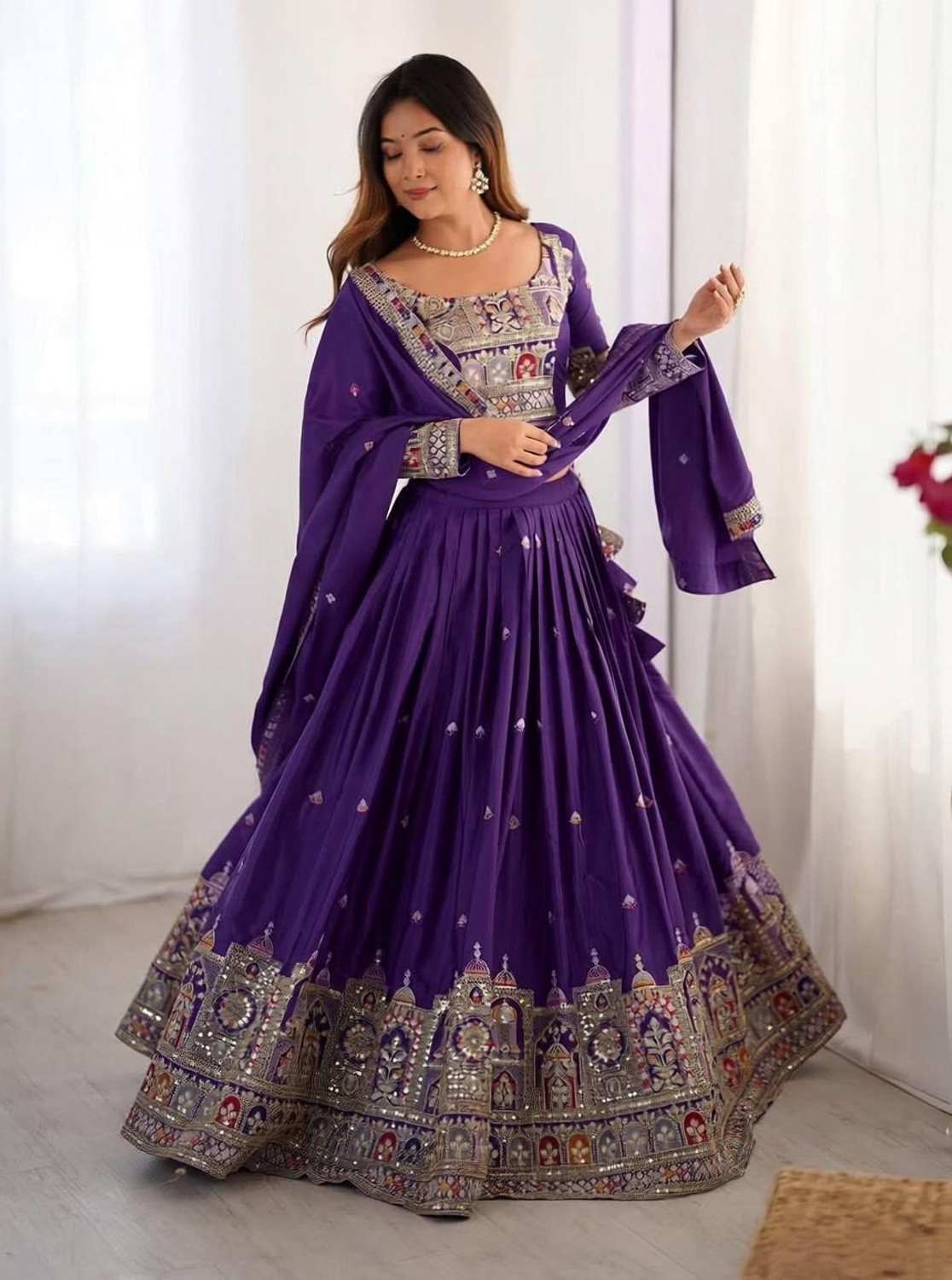 FOLKSHWEAR 21 Embroidered Semi Stitched Lehenga Choli