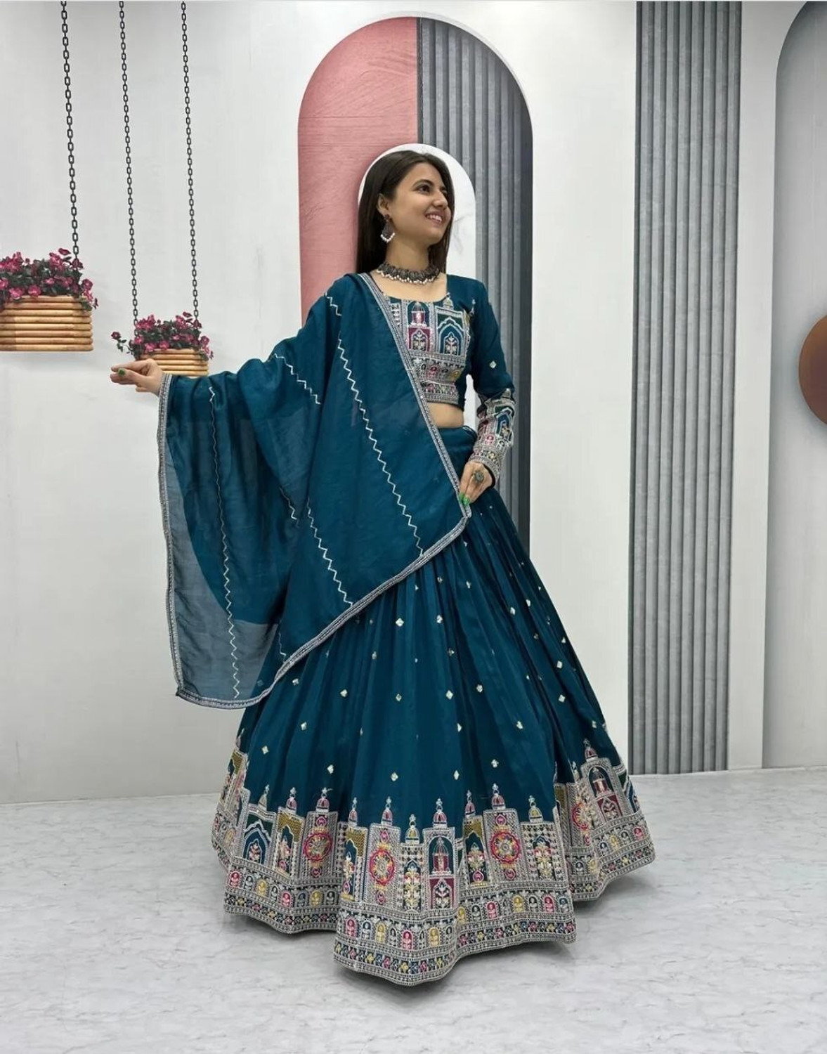 Image of PEDR TRENDS Embroidered Semi Stitched Lehenga Choli