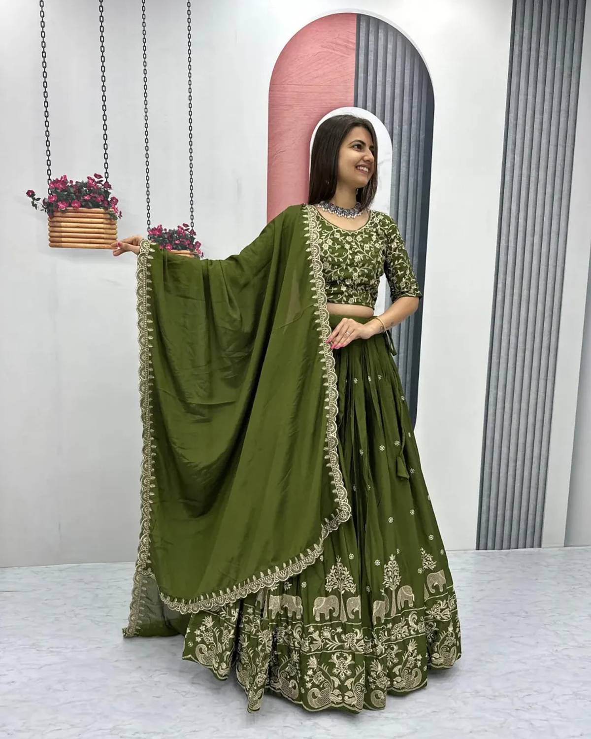 AAYUSHYAM ENTERPRISE Embroidered Semi Stitched Lehenga Choli