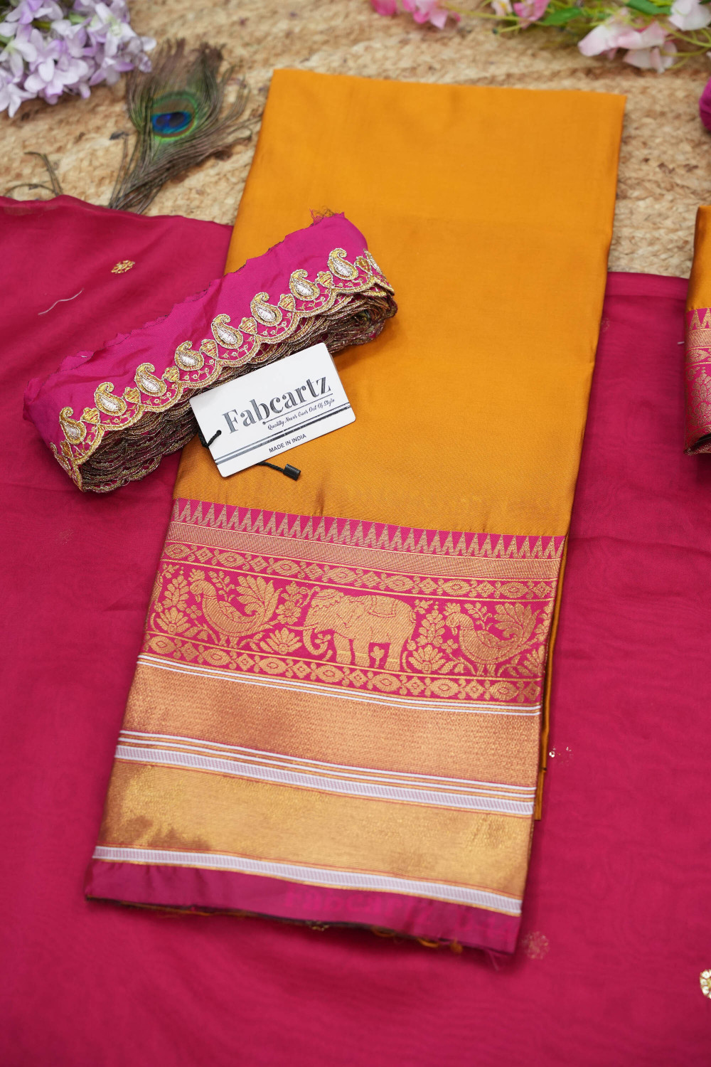 Image of Fabcartz Self Design Semi Stitched Lehenga Choli
