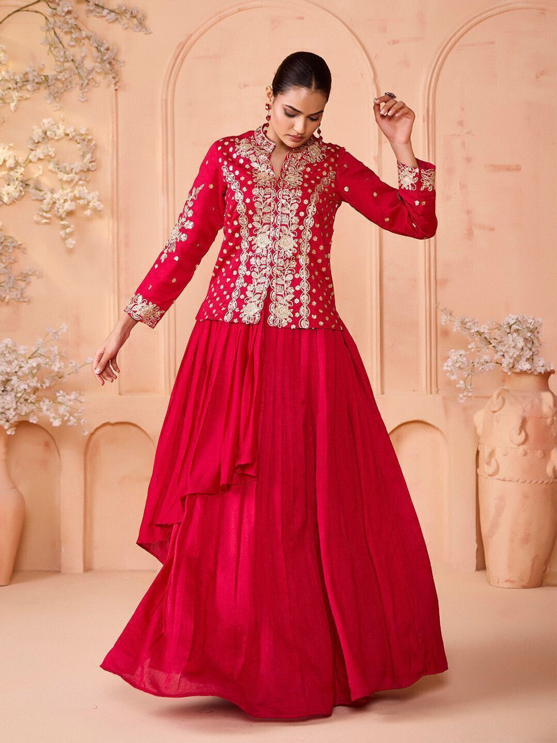 Image of Madhuram Embroidered Stitched Lehenga with Jacket