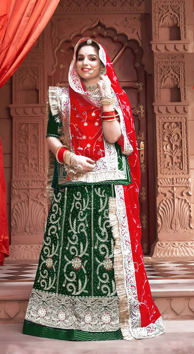 BHOJALCREATION Embroidered Semi Stitched Rajasthani Poshak