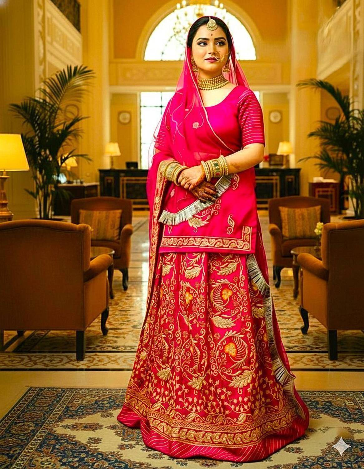 Bhawani saree center Embroidered Semi Stitched Rajputi Poshak