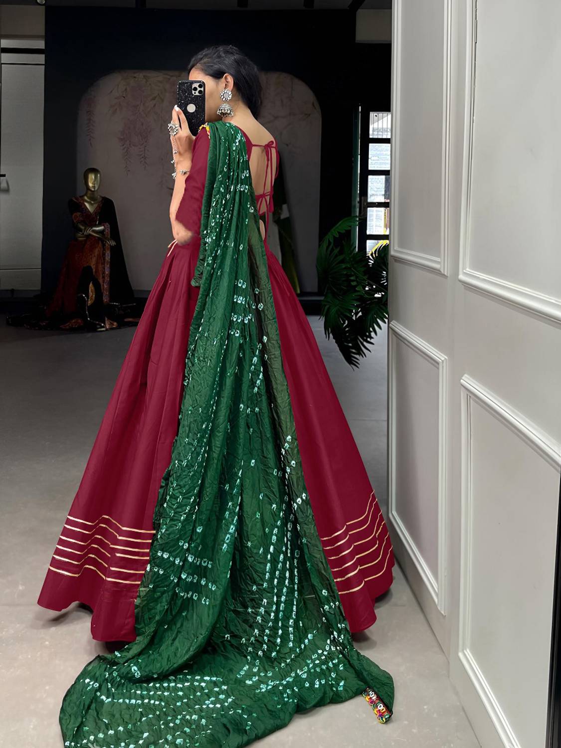 sarathybiz Semi Stitched Lehenga Choli Red - Image 3