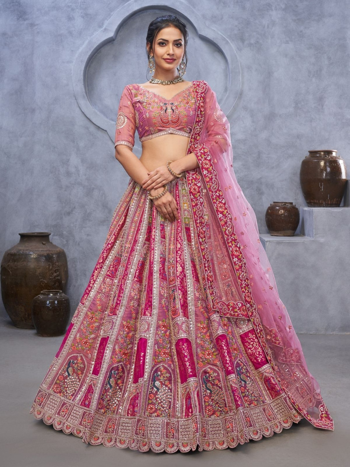 Image of odette Embellished Semi Stitched Lehenga Choli