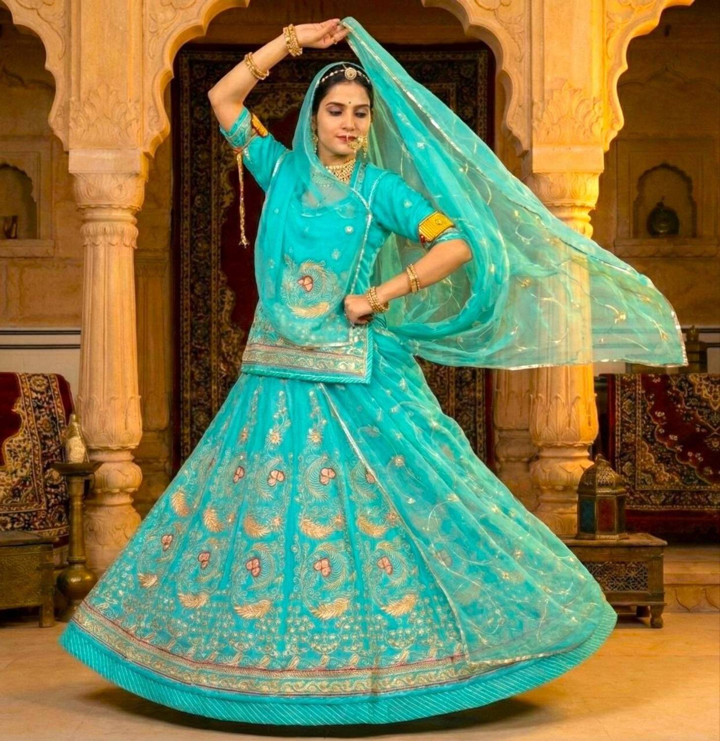 Bhagyalaxmi Embroidered Semi Stitched Rajputi Poshak