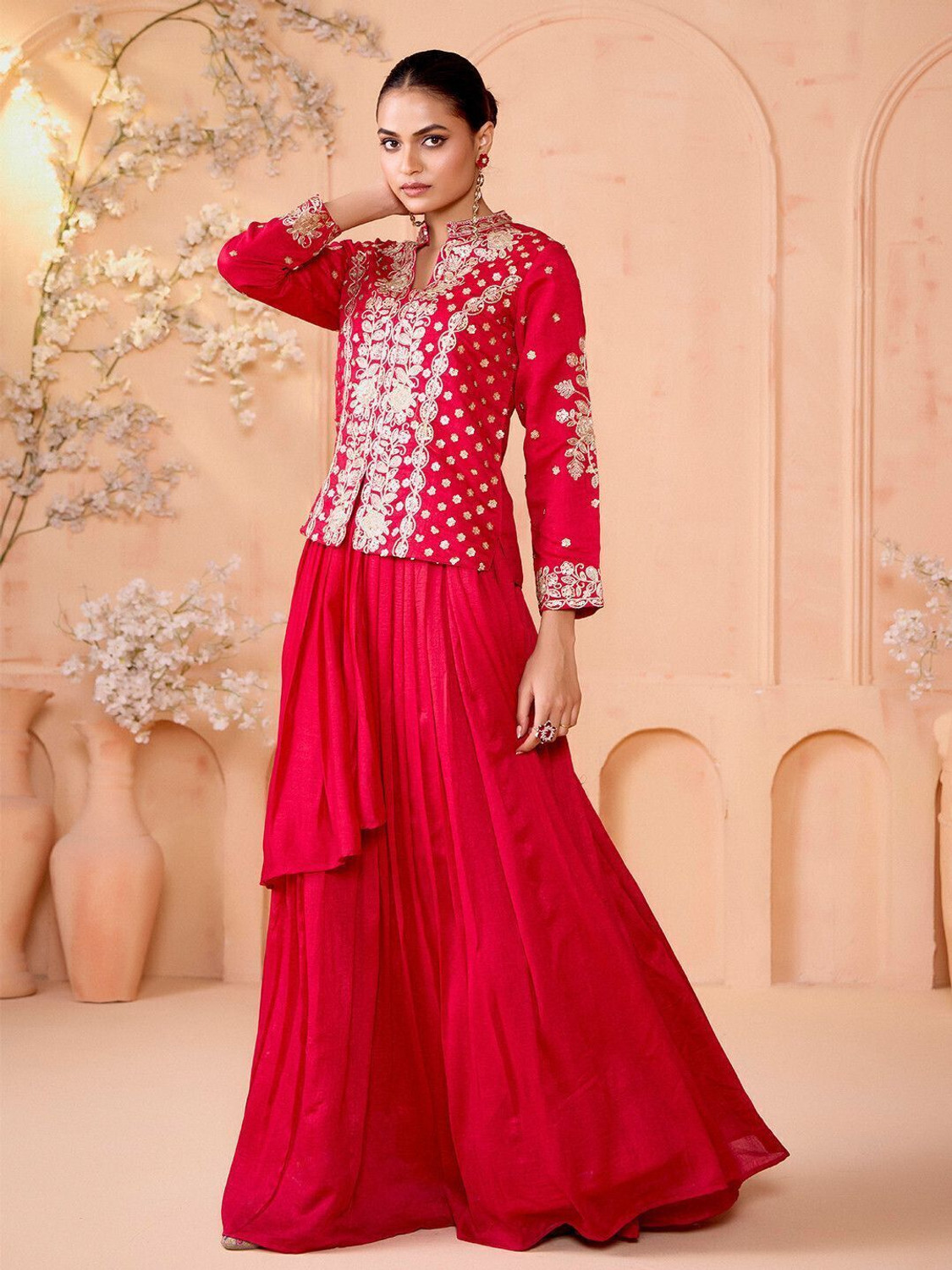 Image of Madhuram Embroidered Stitched Lehenga with Jacket