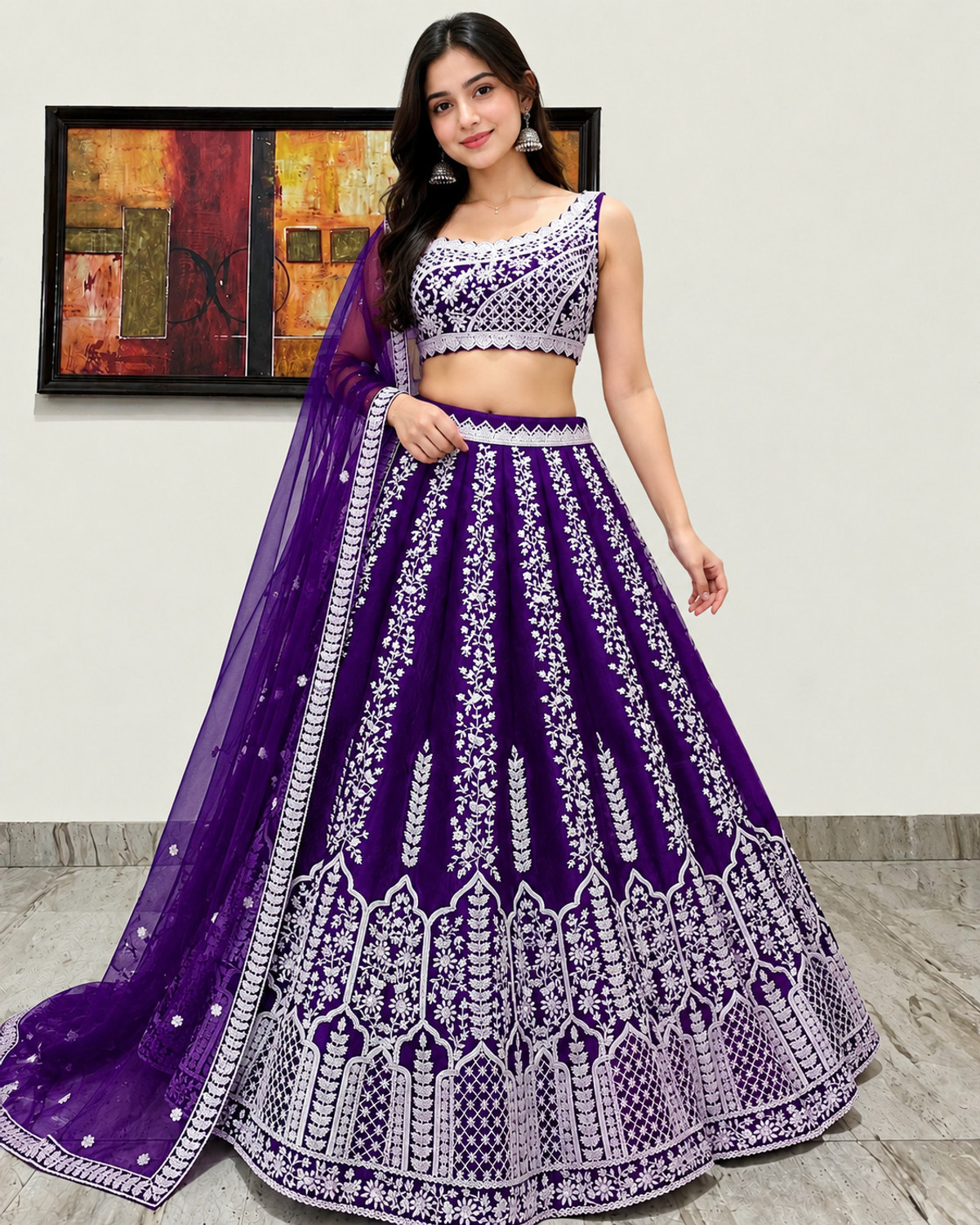 Image of Udbhav Export Embroidered Semi Stitched Lehenga Choli