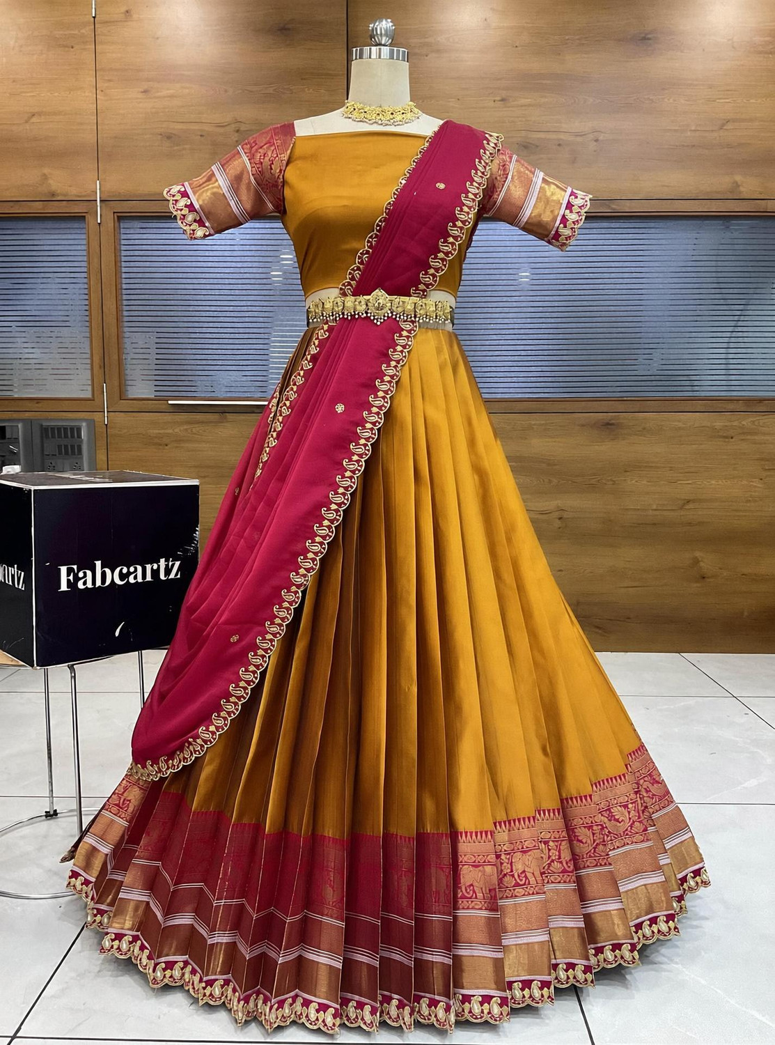 Image of Fabcartz Self Design Semi Stitched Lehenga Choli