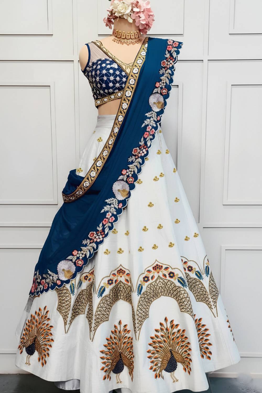 BALAJI TEXTILES Embroidered, Embellished Semi Stitched Rajasthani Poshak