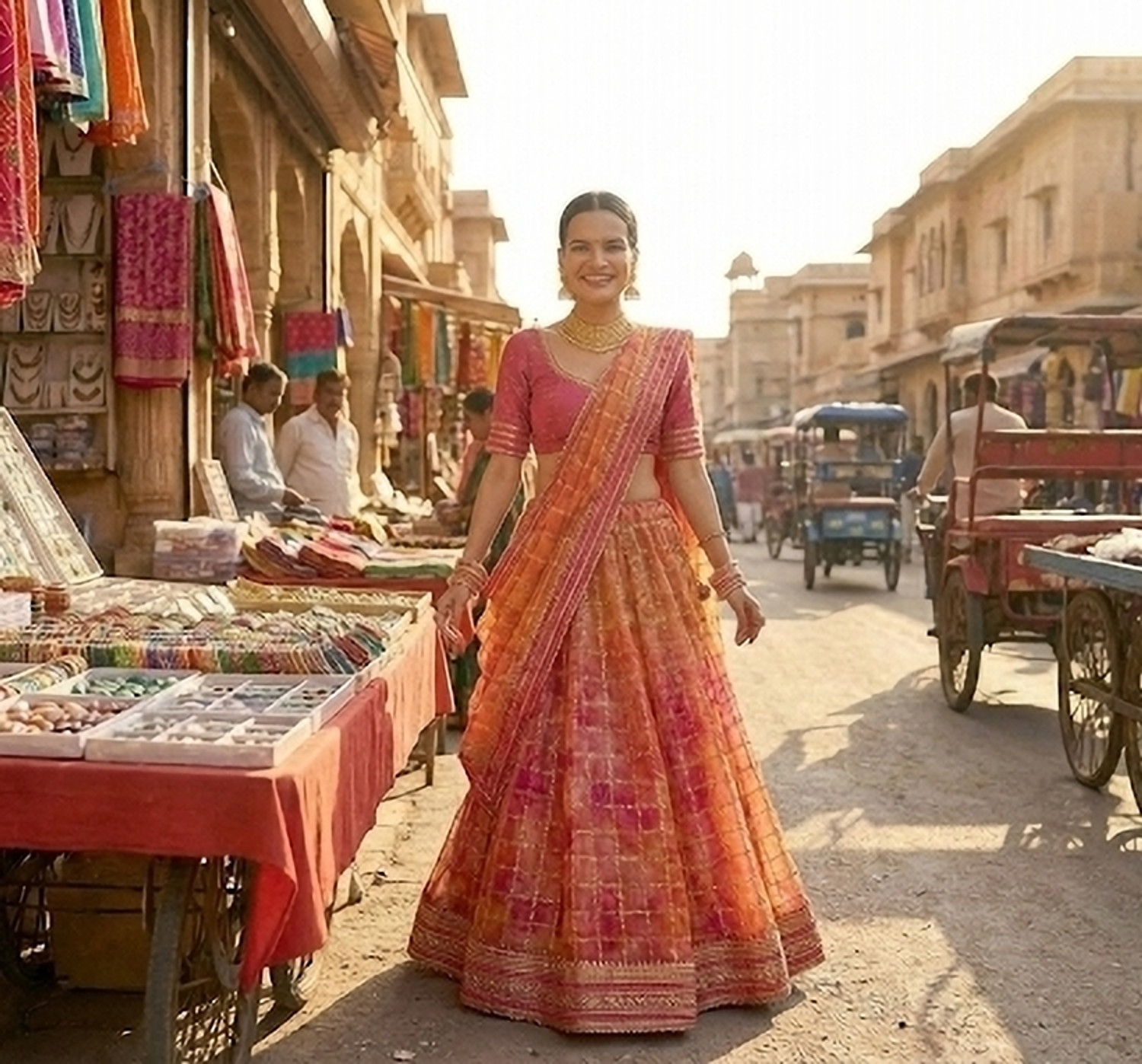 Image of VASANT Bandhani Semi Stitched Lehenga Choli