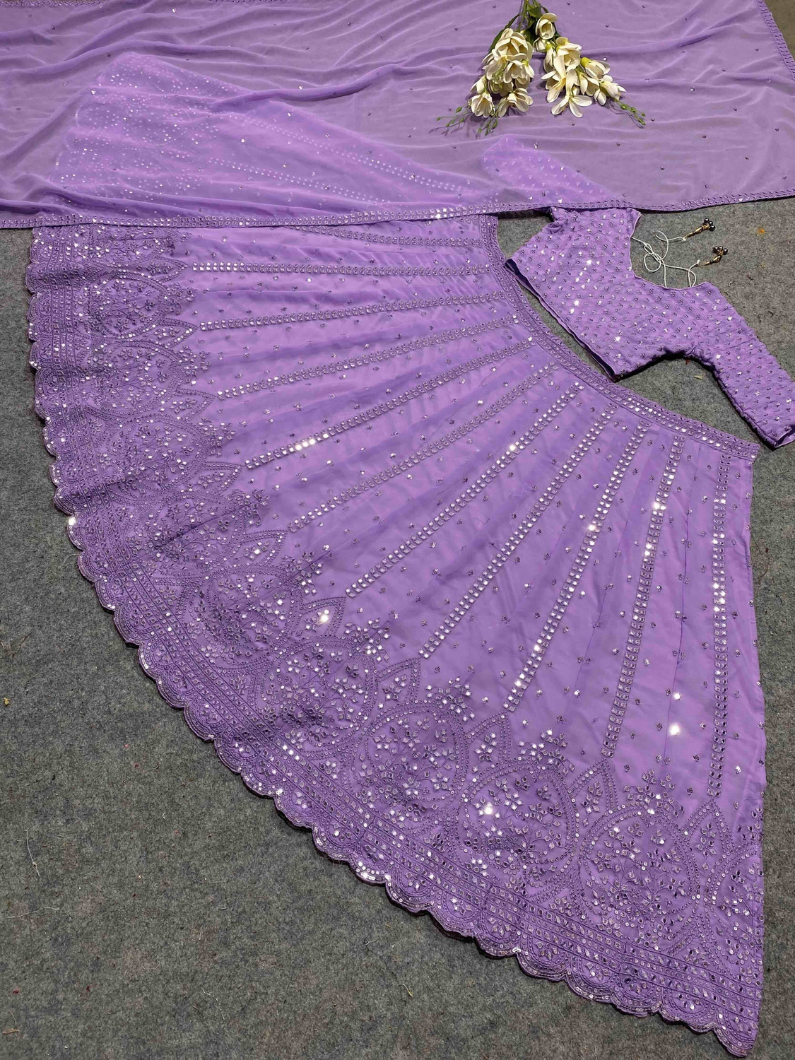 Image of NITUFAB Embroidered Semi Stitched Lehenga Choli