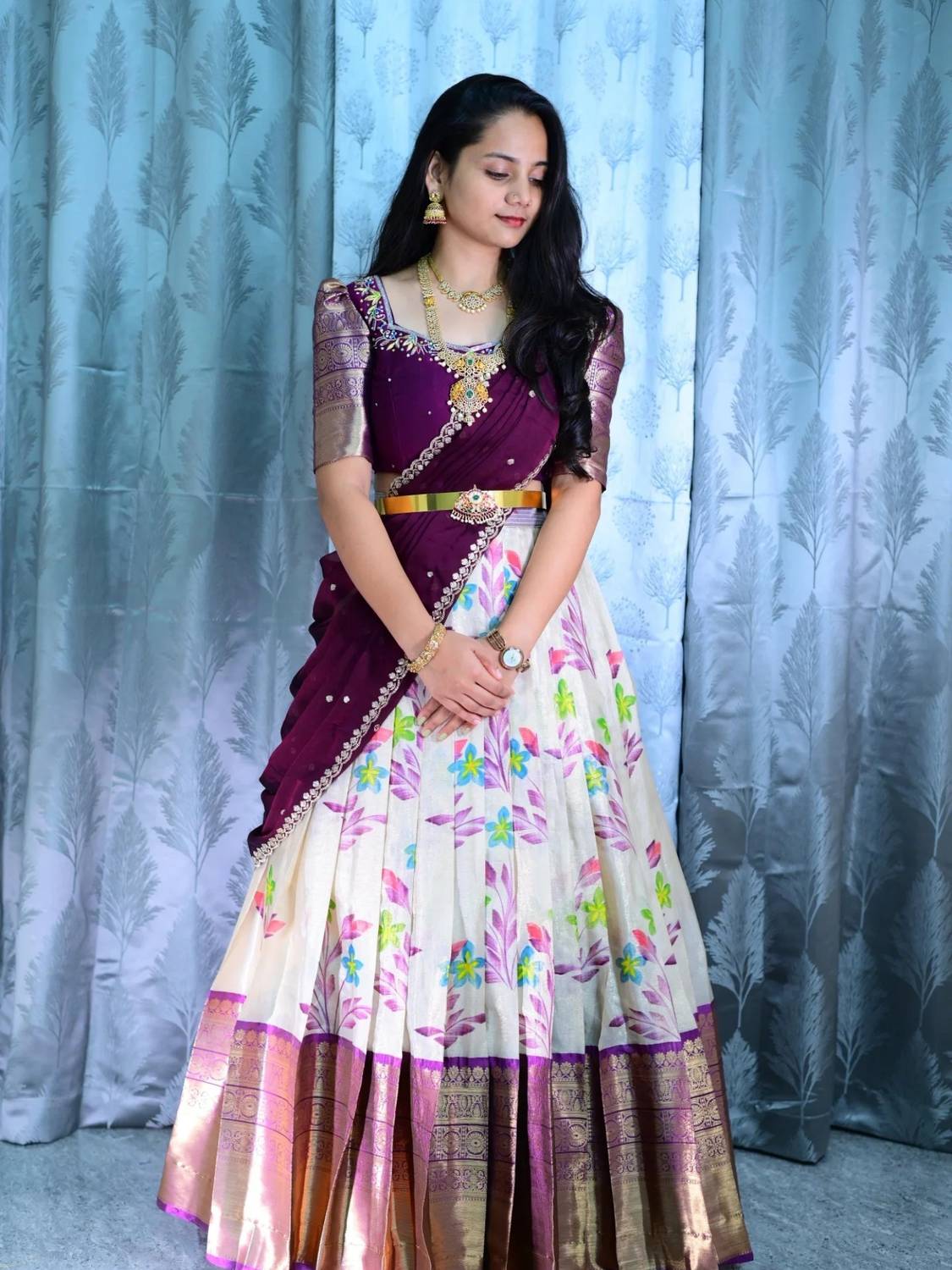 ADESHETHNICWEAR Self Design Semi Stitched Lehenga Choli