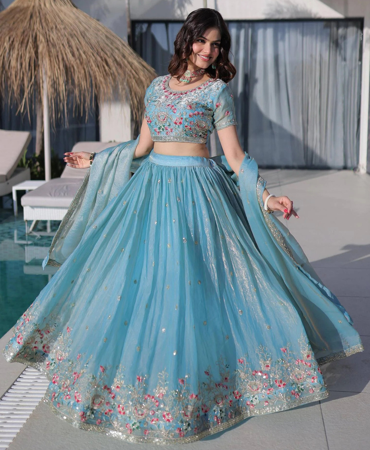 Image of Kedar Fab Embroidered Semi Stitched Lehenga Choli