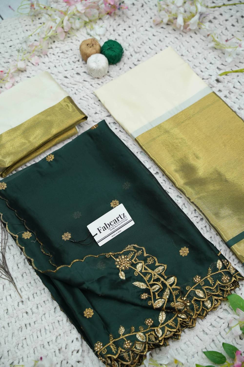 Fabcartz Self Design Semi Stitched Lehenga Choli Green - Image 3