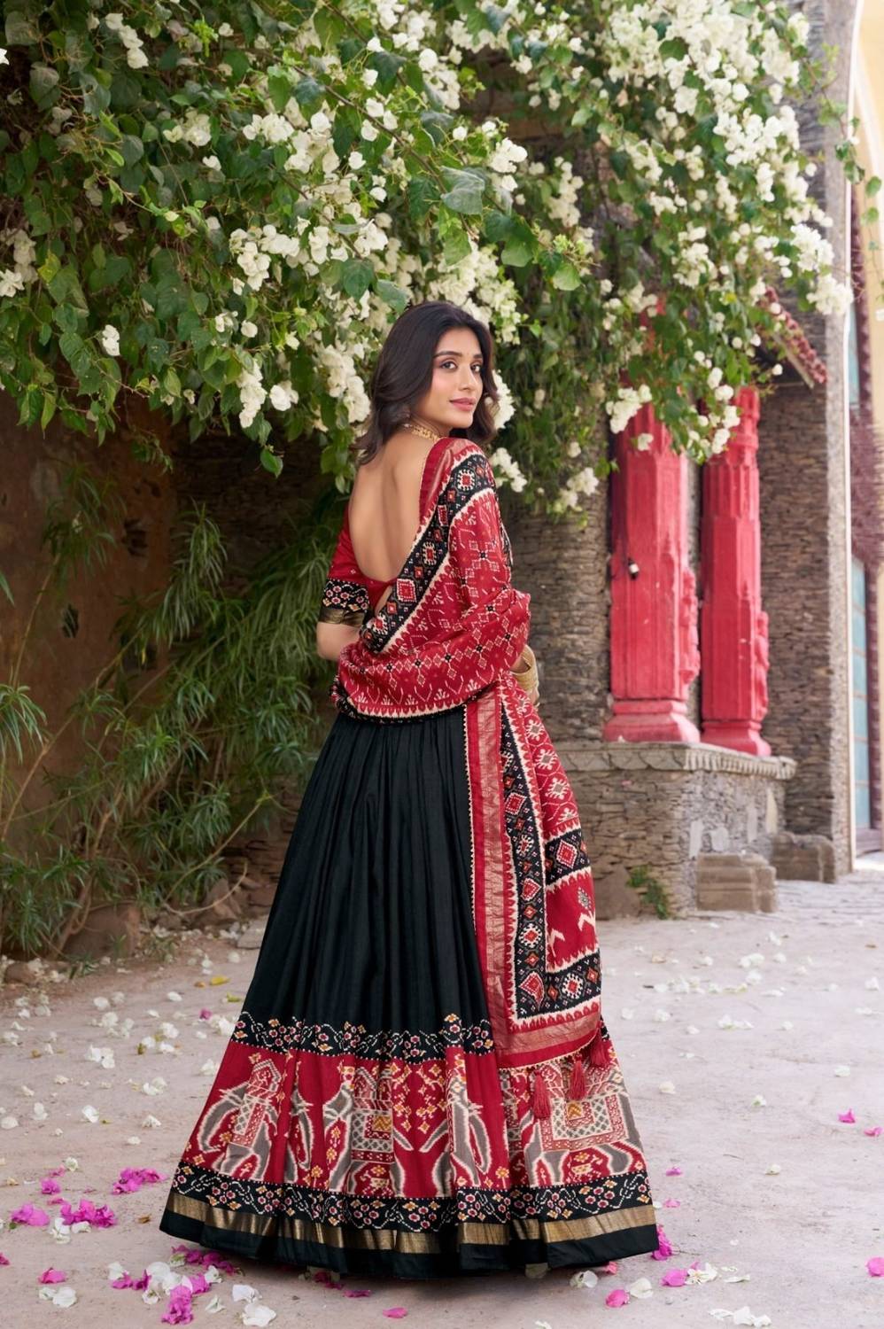 DHARMVIJ Black Semi Stitched Lehenga Choli - Image 2
