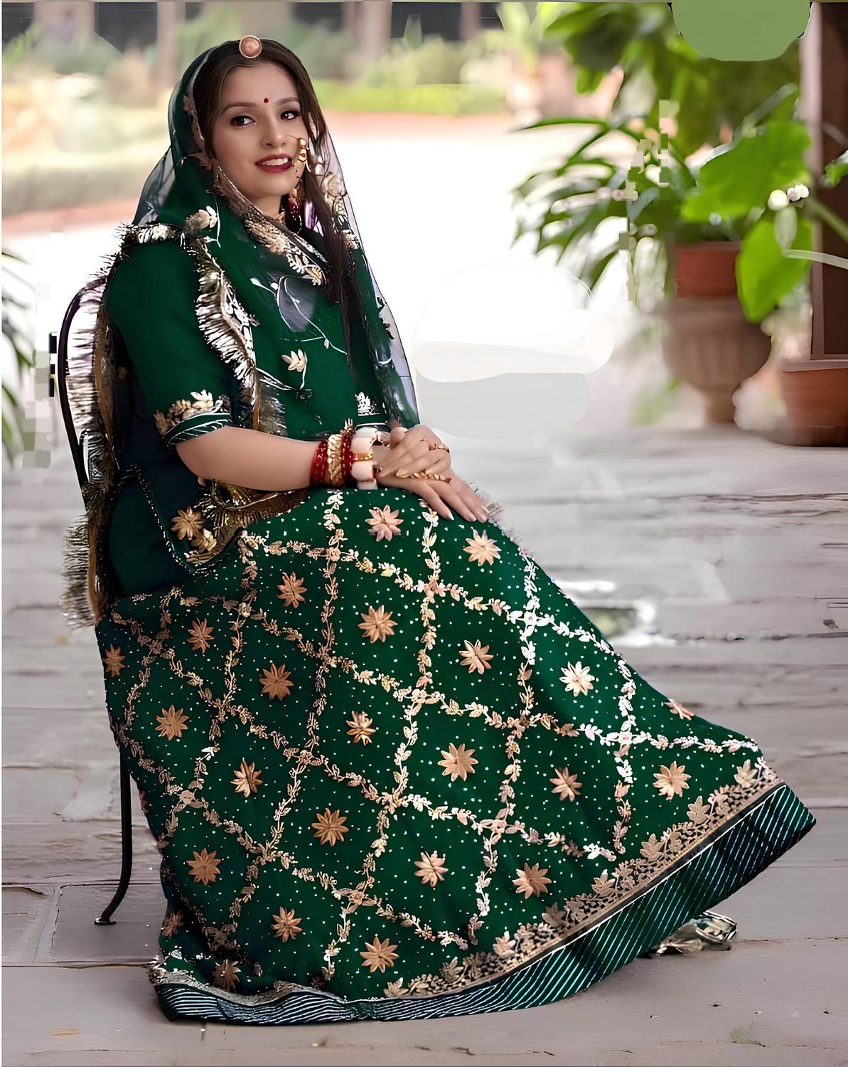KalyaniTextile Embroidered Semi Stitched Rajasthani Poshak