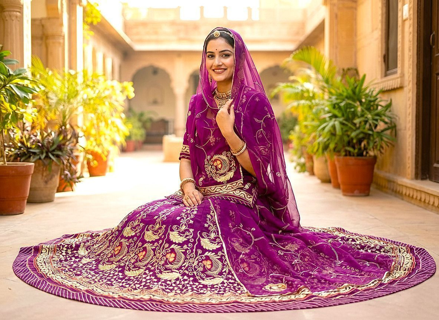 Image of Shree Ambey Trading Embroidered Semi Stitched Rajputi Poshak