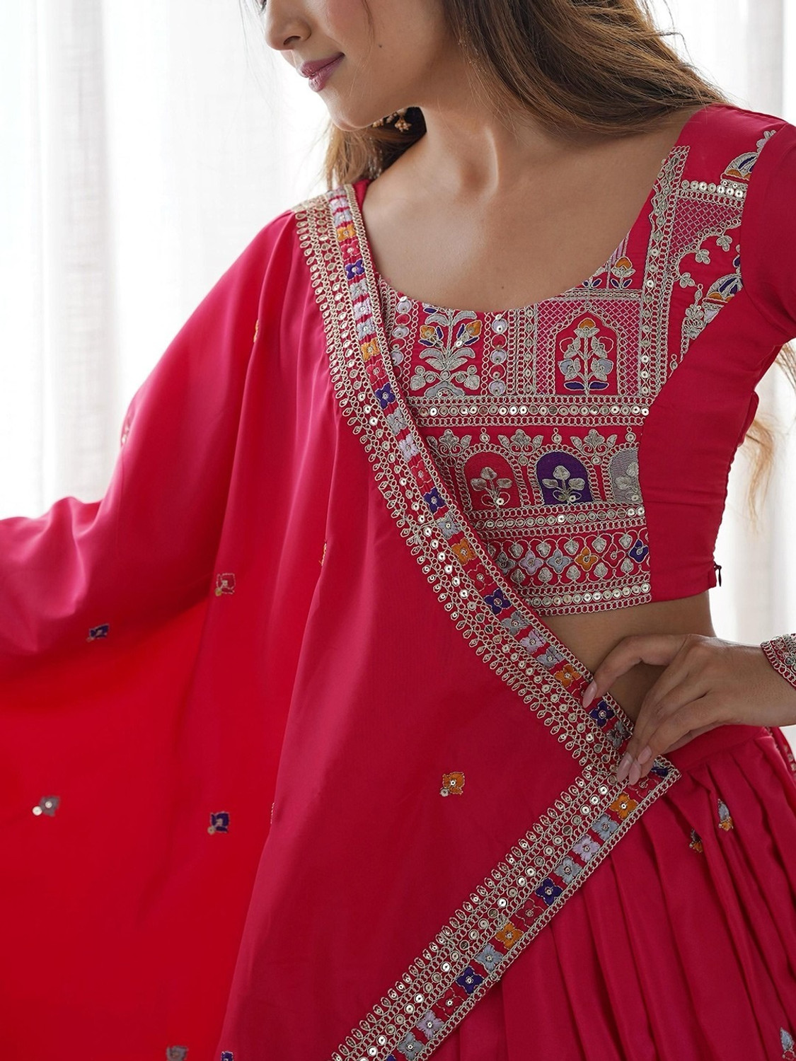 Image of Udbhav Export Embroidered Semi Stitched Lehenga Choli
