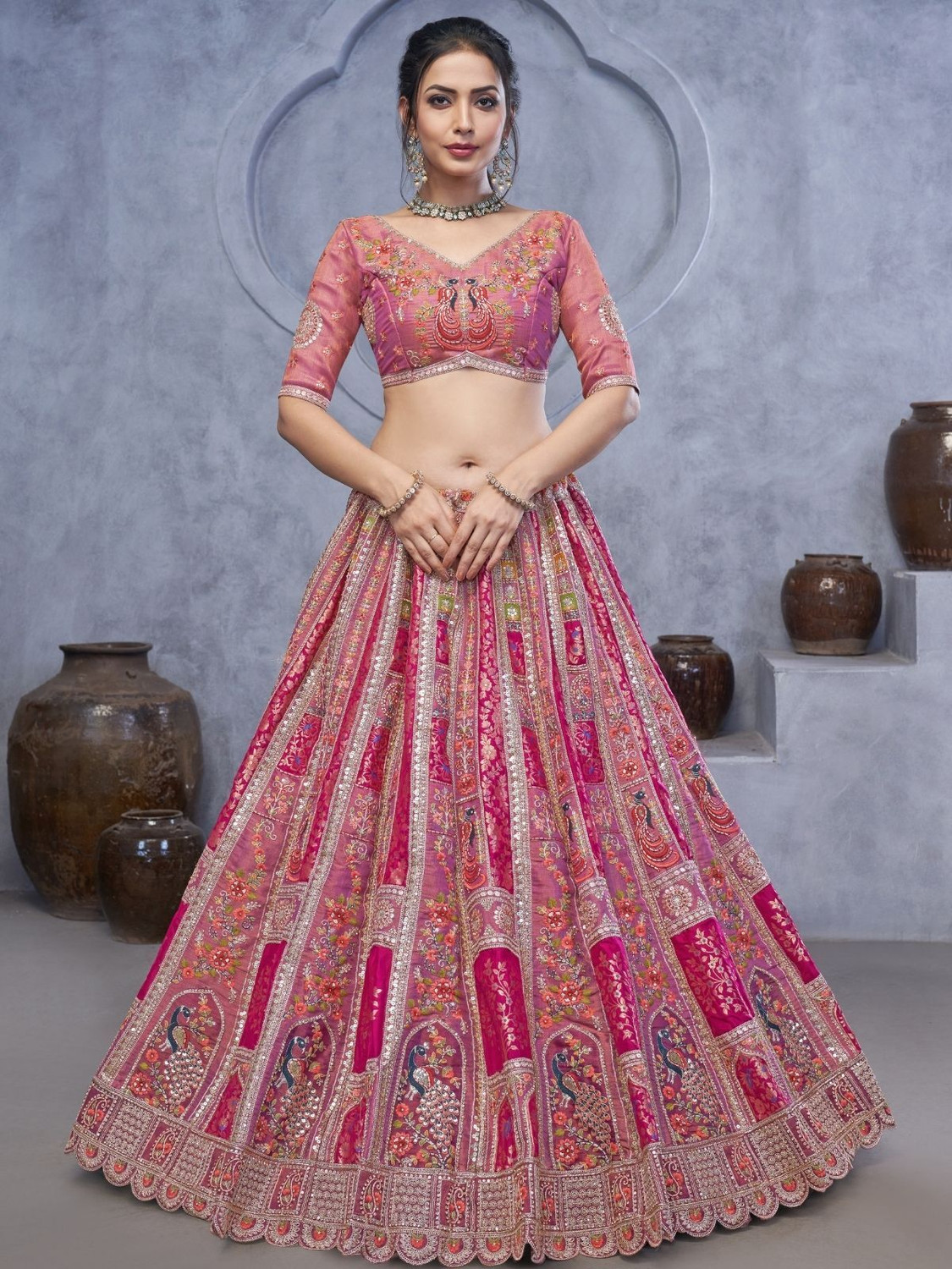 Image of odette Embellished Semi Stitched Lehenga Choli