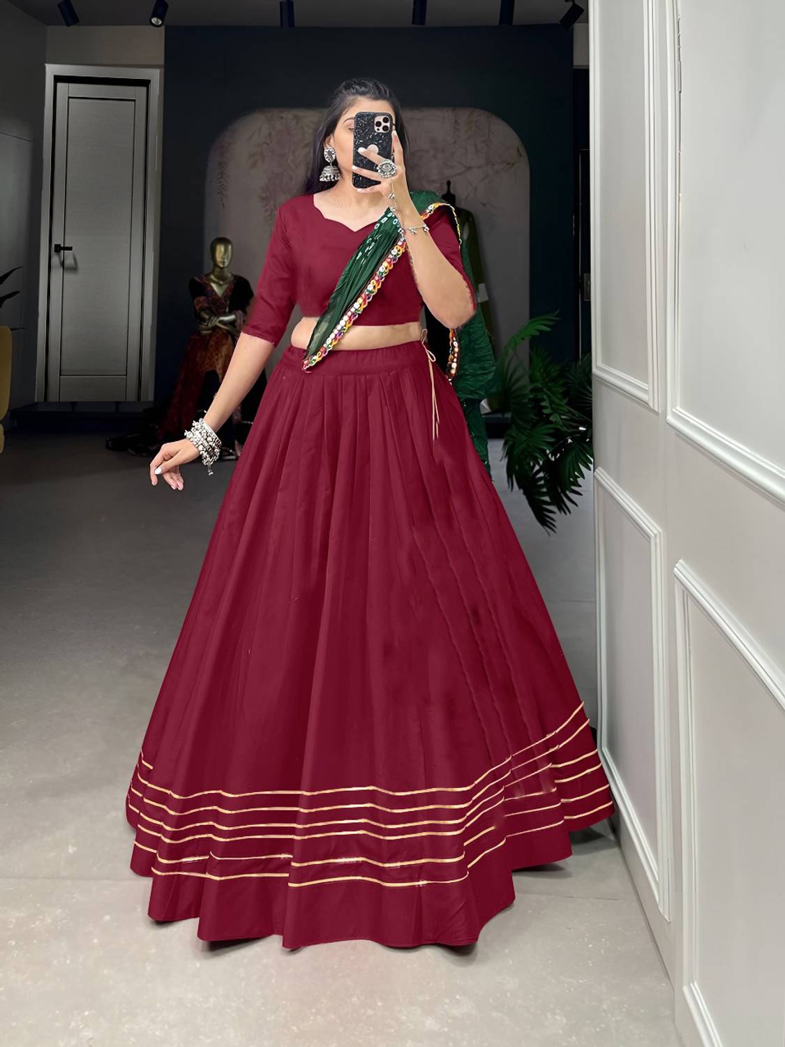 sarathybiz Semi Stitched Lehenga Choli Red - Image 4