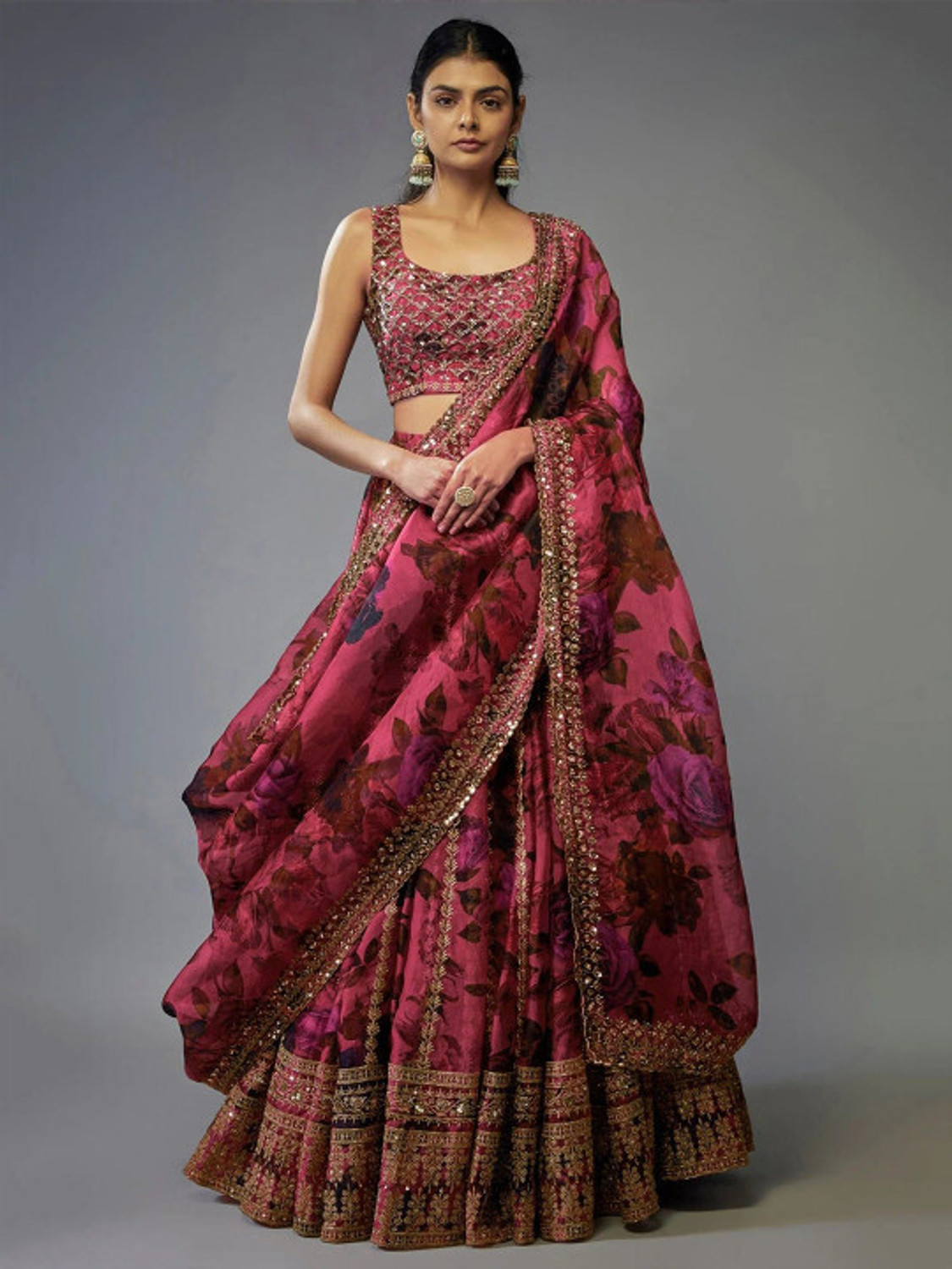 Image of Trivety Embroidered Semi Stitched Lehenga Choli