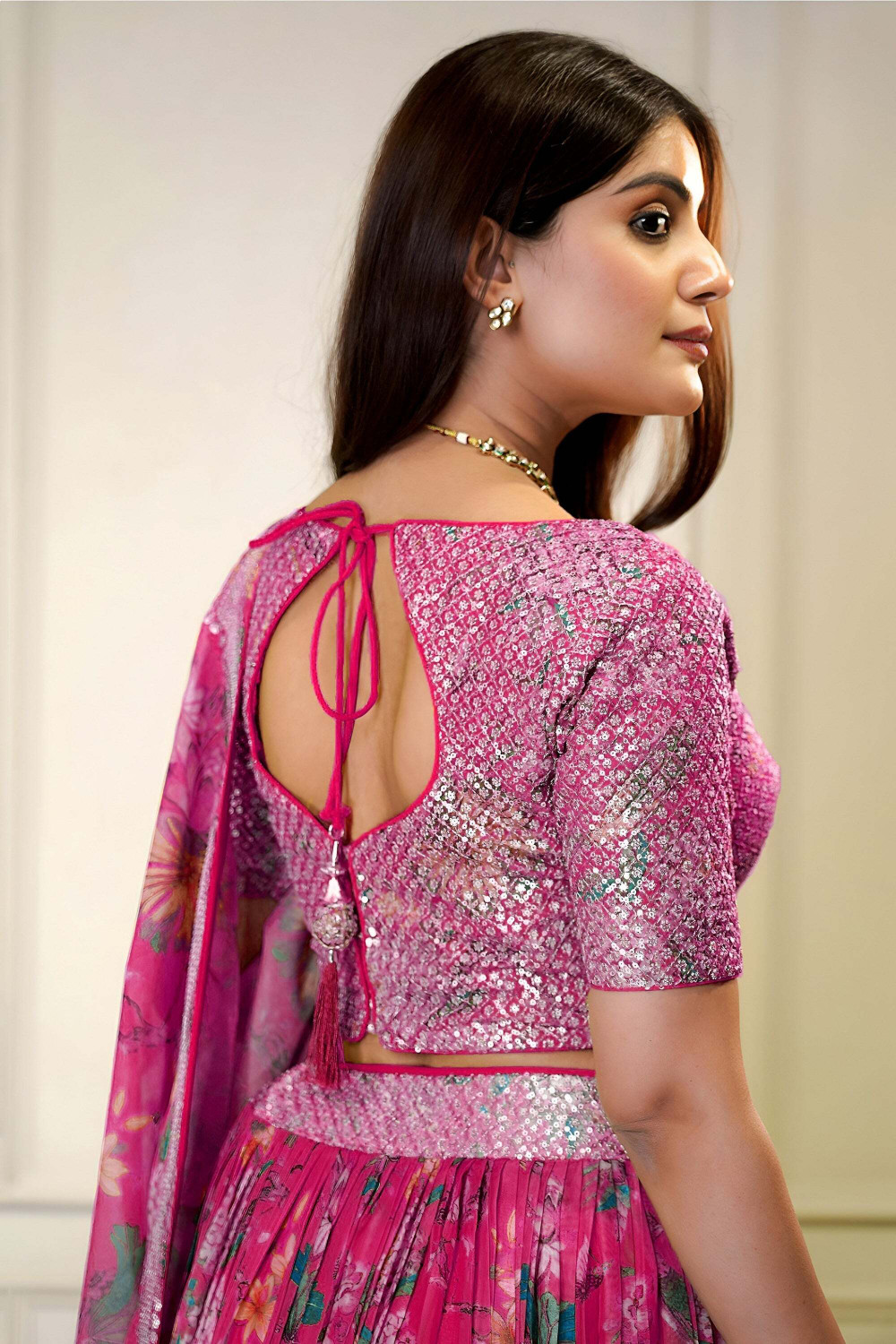 Image of Anaadih Floral Print Semi Stitched Lehenga & Crop Top