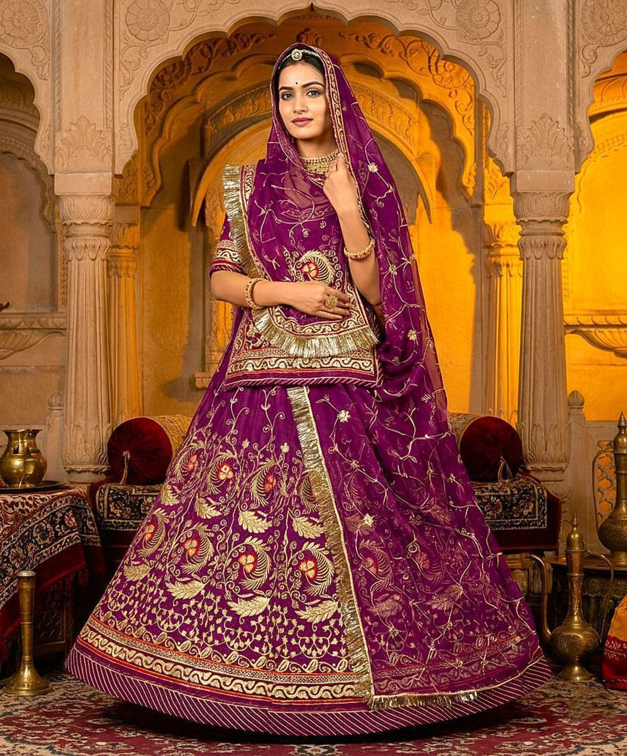 Image of Shree Ambey Trading Embroidered Semi Stitched Rajputi Poshak