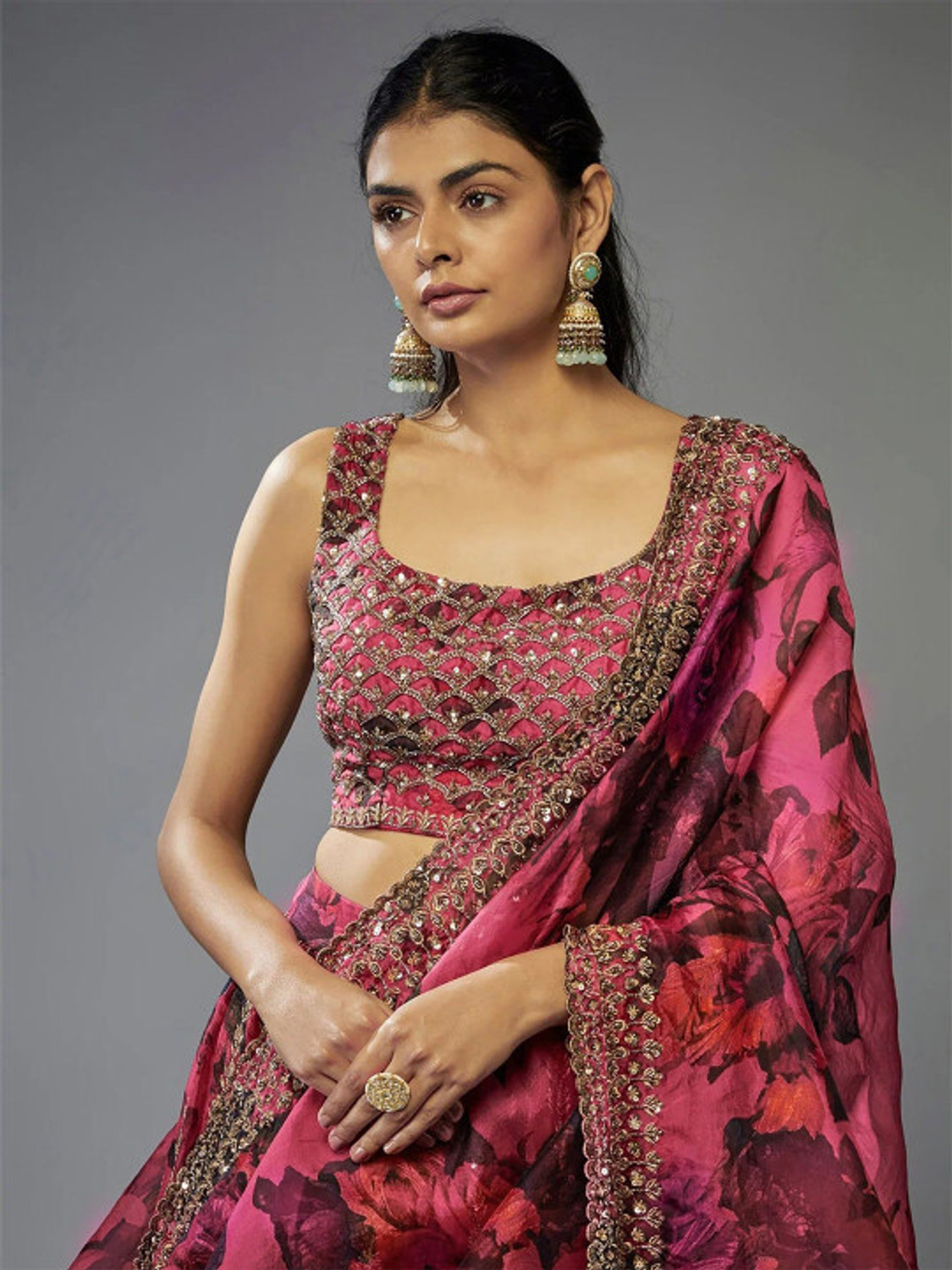 Image of Trivety Embroidered Semi Stitched Lehenga Choli