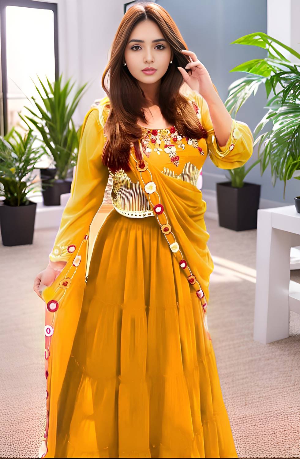 BALAJI TEXTILES Embroidered Semi Stitched Lehenga & Crop Top