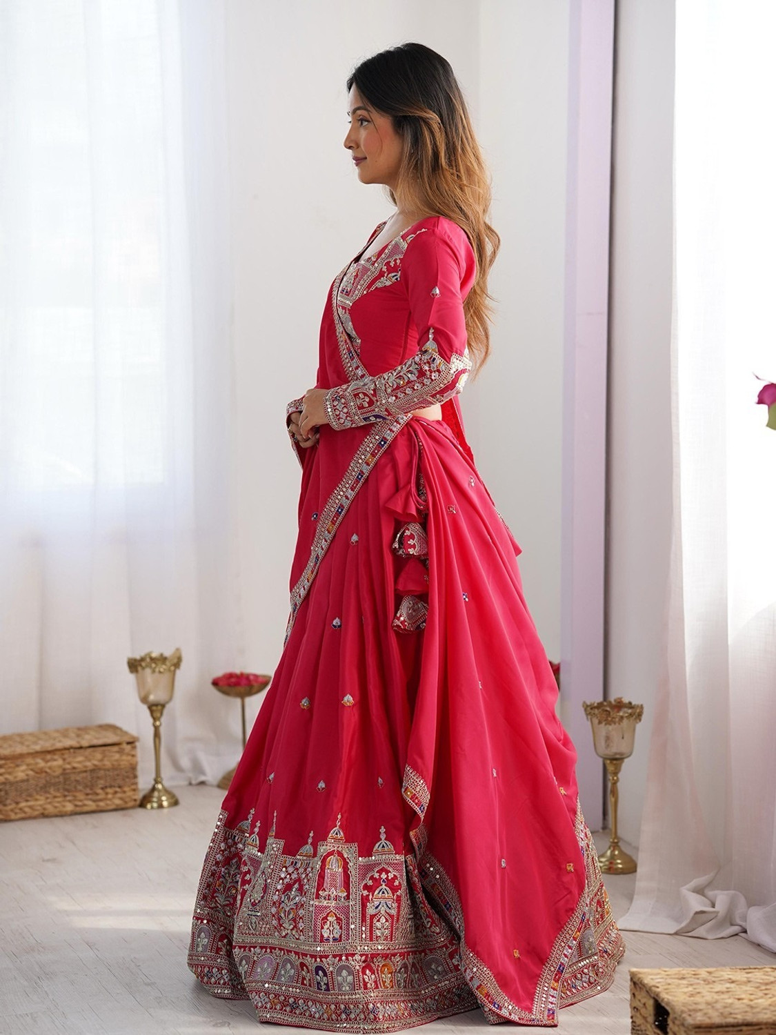 Image of Udbhav Export Embroidered Semi Stitched Lehenga Choli