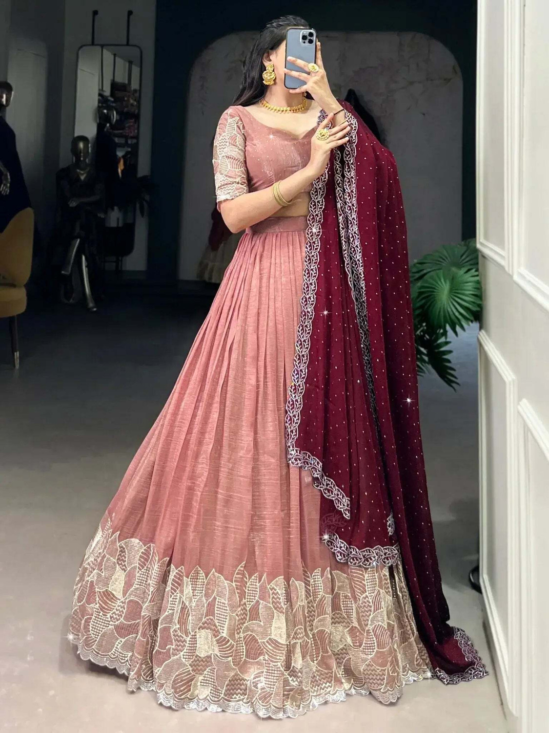 Image of Trivety Embroidered Semi Stitched Lehenga Choli
