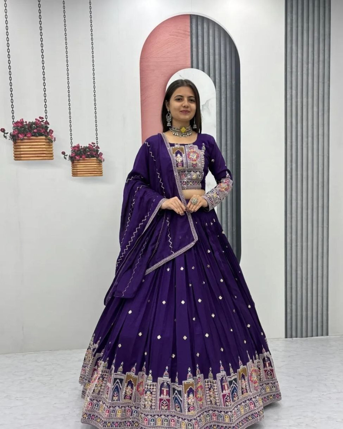 Image of PEDR TRENDS Embroidered Semi Stitched Lehenga & Crop Top