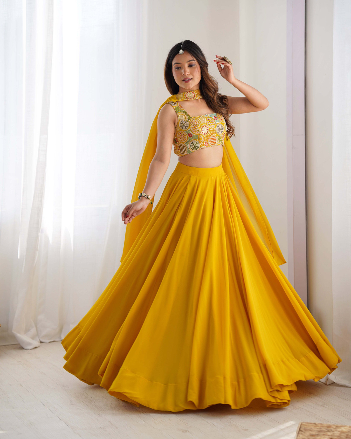 Image of Trivety Embellished Stitched Lehenga Choli