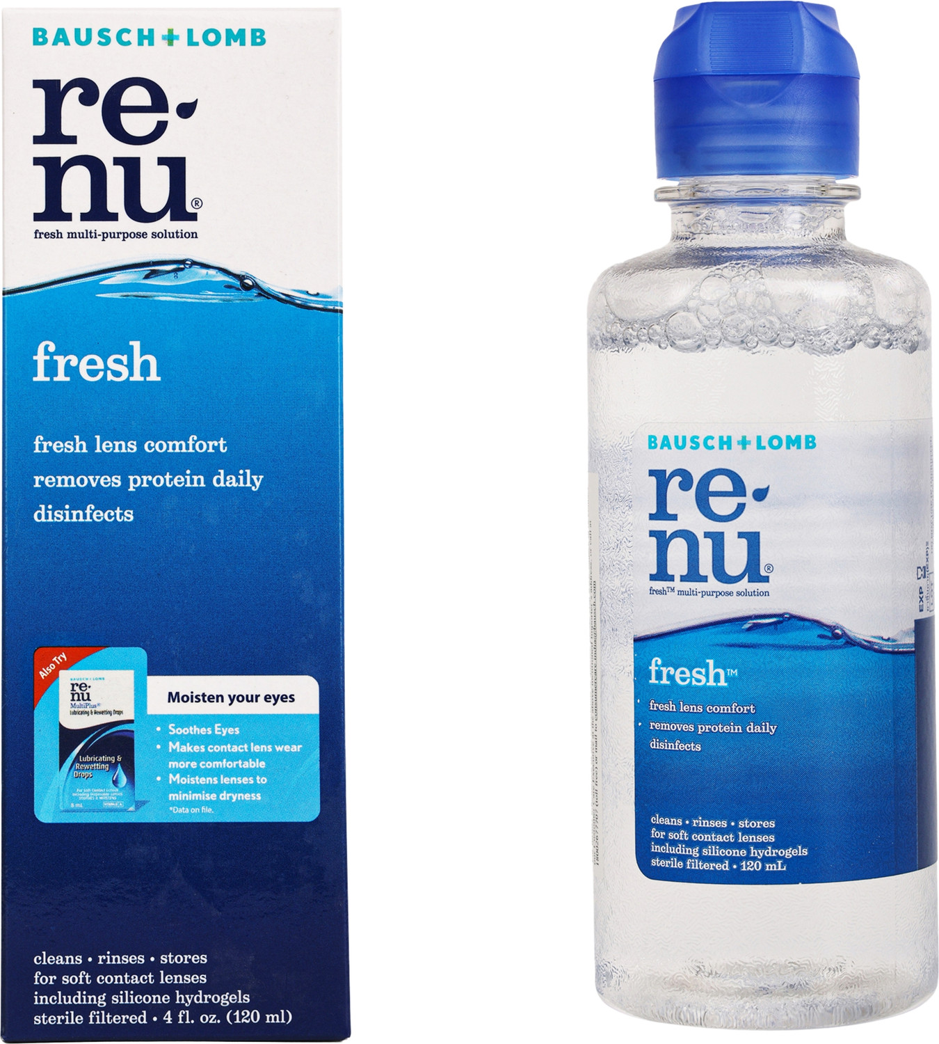 Image of renu Fresh Comfort Removes Protein Daily Disinfects Len Water
