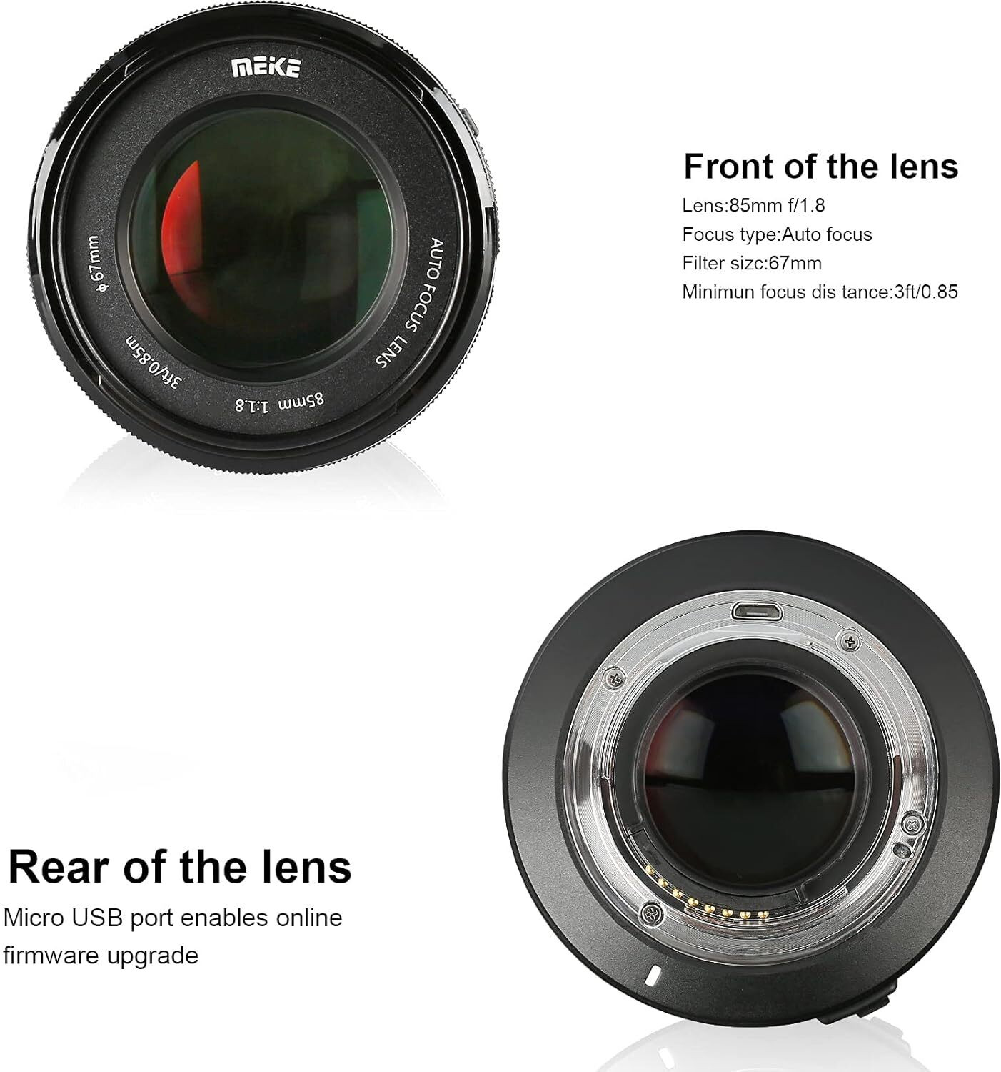 Image of Meike 85Mm F1.8 Wide Aperture Full Frame Auto Focus Telephoto for Nikon F Mount DSLR Camera and Compatible with Aps-C Cameras D610 D750 D780 D810 Telephoto Prime Lens