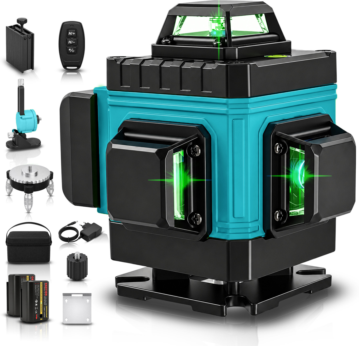 Image of Tomahawk KON-1288 |16 Lines,4x360 4D Green Cross Line Professional Laser & Remote Controller| Non-magnetic Line Level