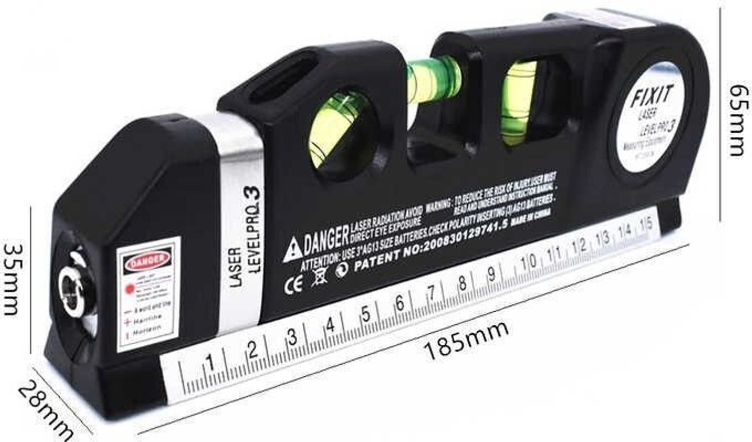 Image of romj TOOL LASER LEVELER Metric Rulers Level Pro 3 Laser Level Line Laser Tape Ruler Adjusted Non-magnetic Engineer's Precision Level