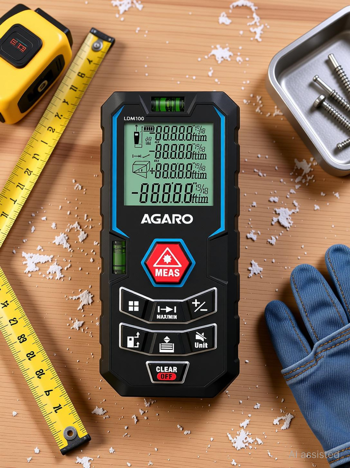 Image of AGARO LDM100 Laser Distance Meter Non-magnetic Electronic Level