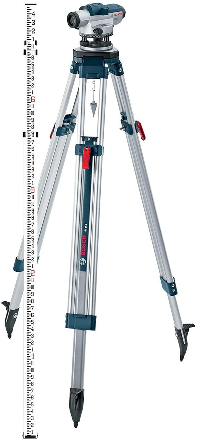 Image of BOSCH GOL 32D Dust and Splash Proof Kit 32X Auto Level with Indian make Tripod and 5m Levelling staff Magnetic Engineer's Precision Level